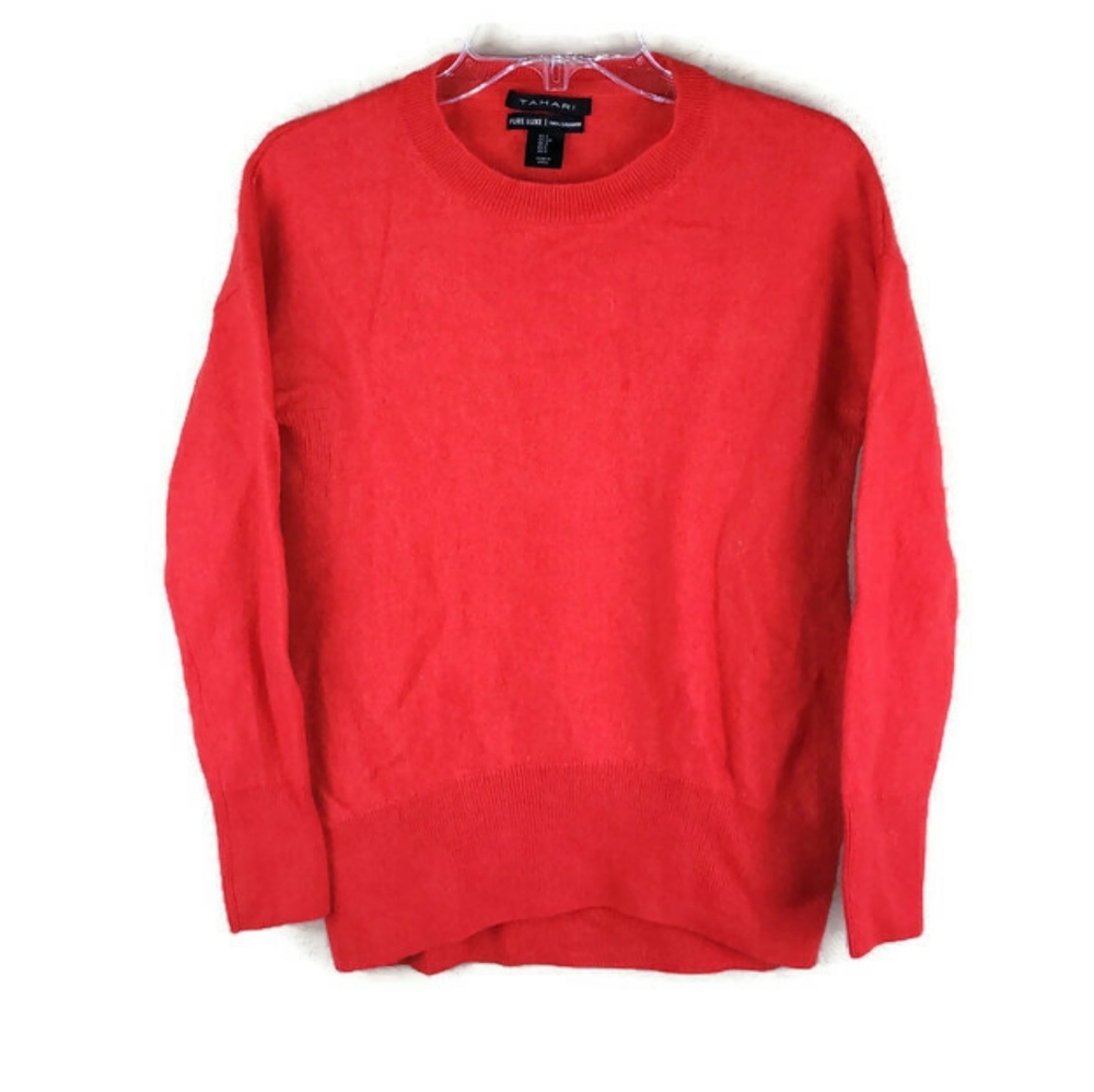 Tahari Red Crew Neck Sweater